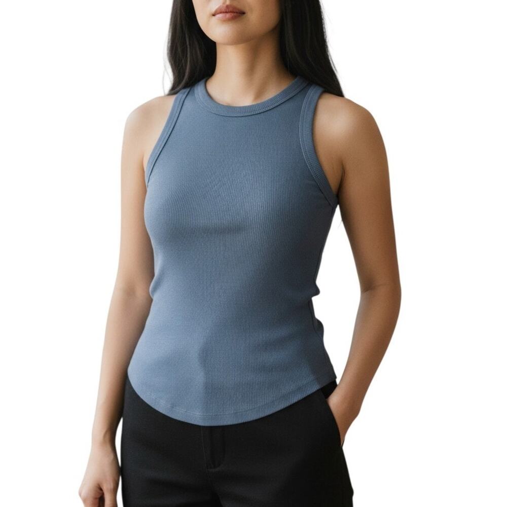 SO Ribbed Tank Top Size Small Common Blue